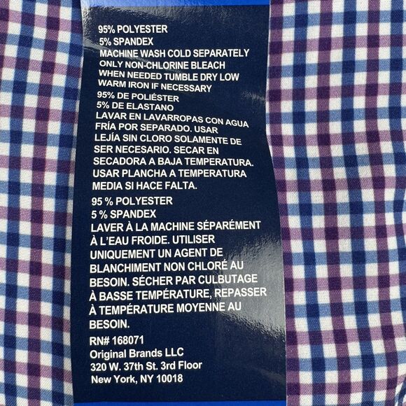 Nautica Mens XL 17-17.5 36/37 Shirt Purple Performance Slim Fit Dress Button New - Picture 5 of 10